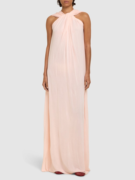 Jil Sander: Knotted crepe long dress - Pink - women_1 | Luisa Via Roma