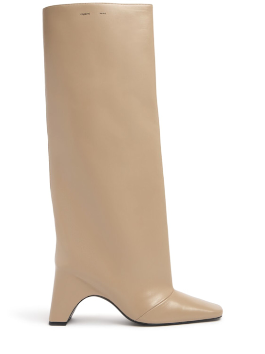 Coperni: 85mm Bridge leather boots - Beige Taupe - women_0 | Luisa Via Roma