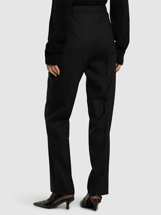 Max Mara: Pantaloni Edere in misto lana con cintura - Nero - women_2 | Luisa Via Roma