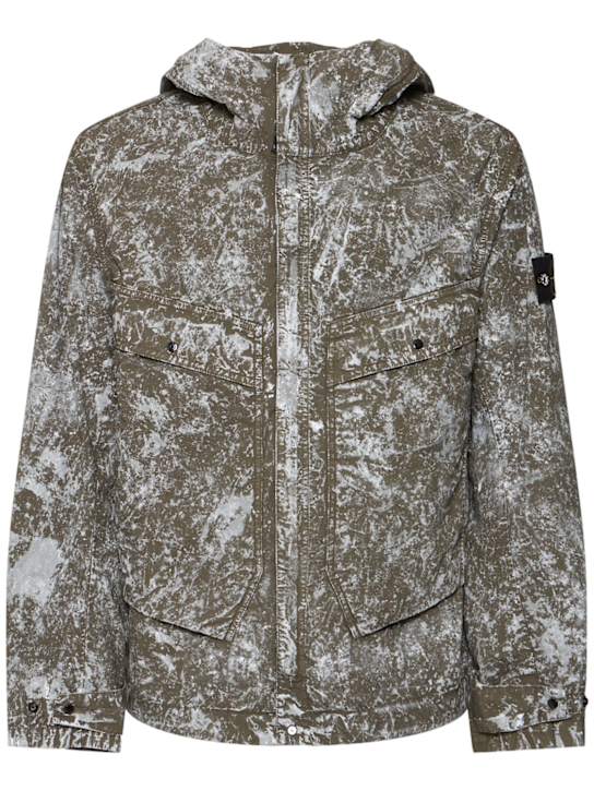 Stone Island: LuisaViaRoma hooded jacket - Verde Militare - men_0 | Luisa Via Roma