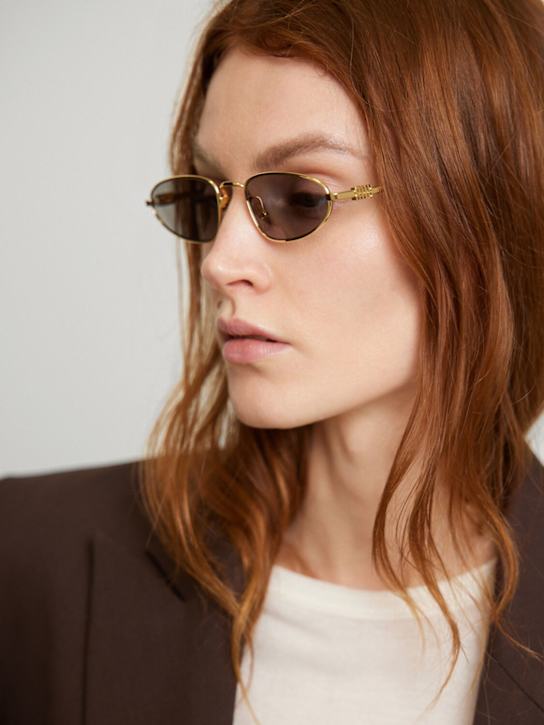 Miu Miu: Occhiali da sole in metallo - Oro/Grigio - women_1 | Luisa Via Roma