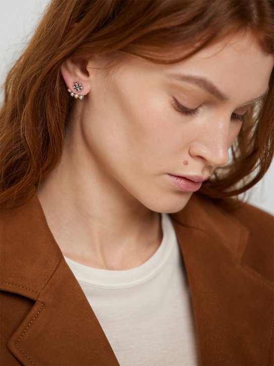 Tory Burch: Kira Front-Back stud earrings - women_1 | Luisa Via Roma
