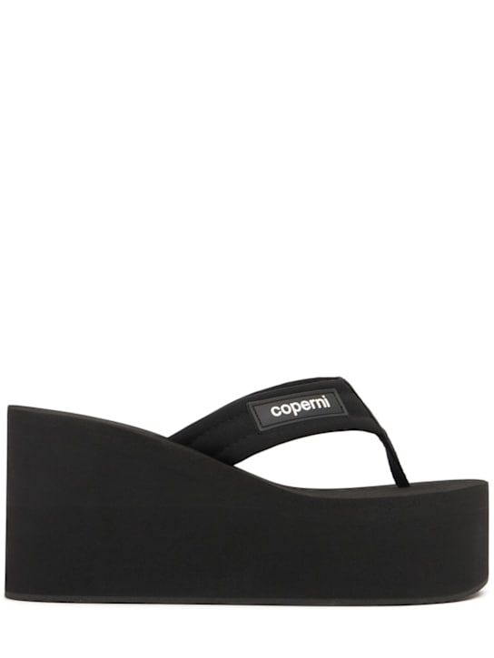 Coperni: 100mm Logo platform flip-flops - Black - women_0 | Luisa Via Roma