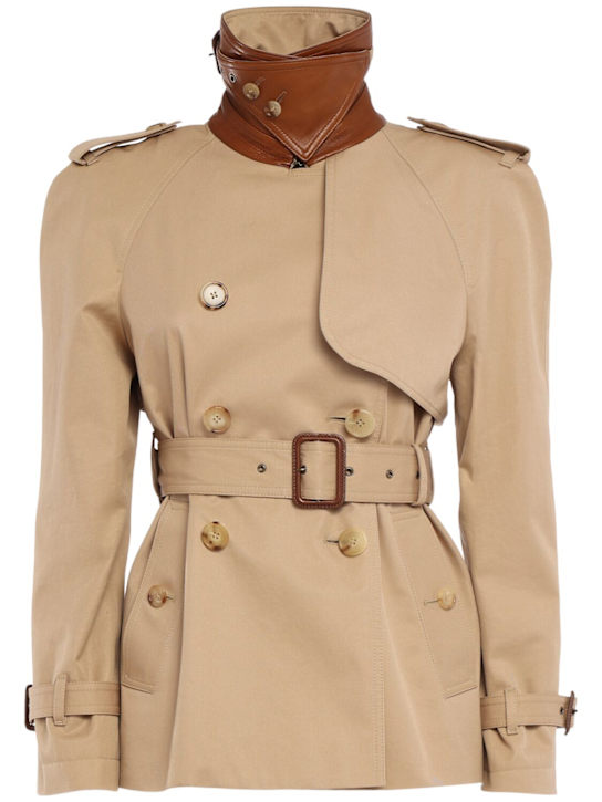 Chloé: Cotton gabardine short trench coat - women_0 | Luisa Via Roma