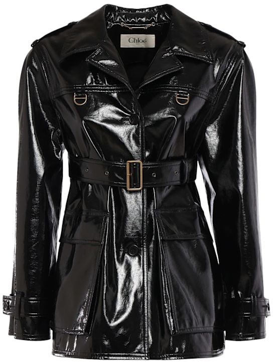 Chloé: Shiny coated cotton canvas jacket - Black - women_0 | Luisa Via Roma