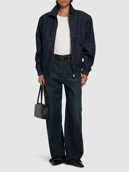 Magda Butrym: Zip-up denim bomber jacket - Navy - women_1 | Luisa Via Roma