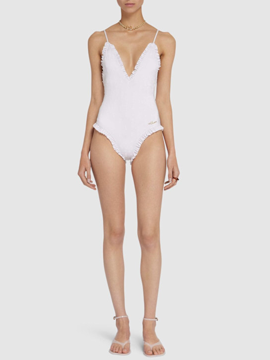 Chloé: Ruffled nylon bodysuit - women_1 | Luisa Via Roma
