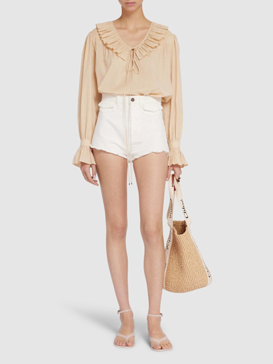 Chloé: Cotton shirt - Beige - women_1 | Luisa Via Roma