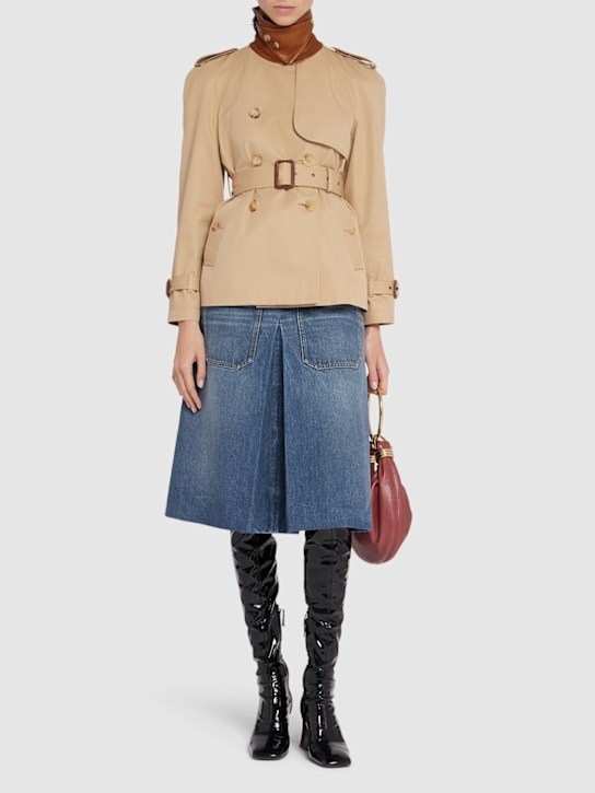 Chloé: Cotton gabardine short trench coat - women_1 | Luisa Via Roma