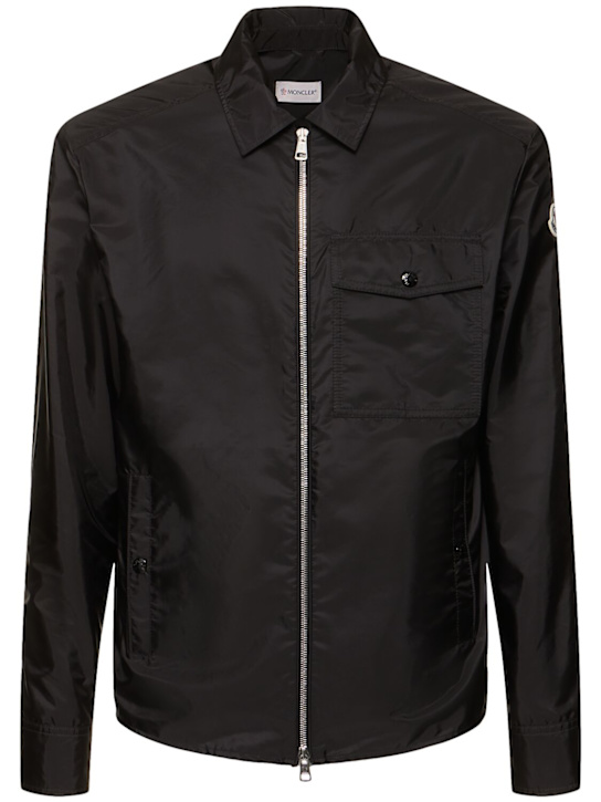 Moncler: Logo nylon zip-up shirt jacket - men_0 | Luisa Via Roma