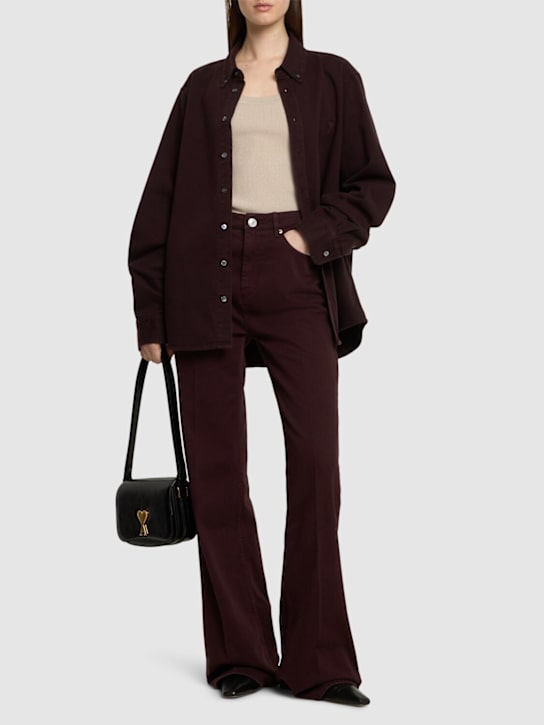 AMI Paris: Flared high rise twill jeans - women_1 | Luisa Via Roma