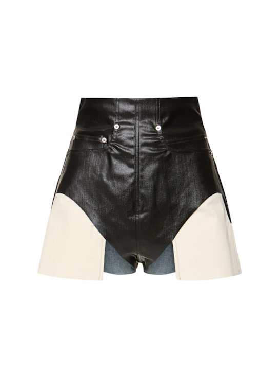 Rick Owens: Dirt涂层弹力牛仔短裤 - 黑色 - women_0 | Luisa Via Roma