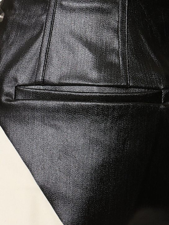 Rick Owens: Dirt涂层弹力牛仔短裤 - 黑色 - women_4 | Luisa Via Roma