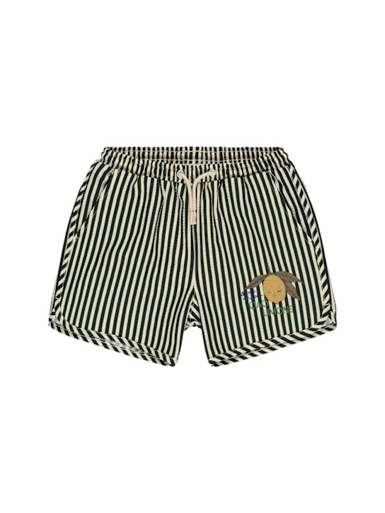 Konges Sløjd: Striped lycra swim shorts - White/Black - kids-boys_0 | Luisa Via Roma