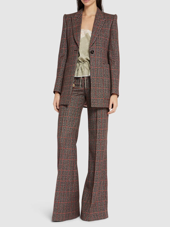 Chloé: Check wool flared pants - women_1 | Luisa Via Roma