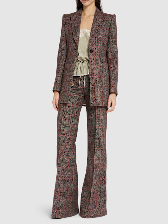 Chloé: Check wool blazer - Brown/Beige - women_1 | Luisa Via Roma