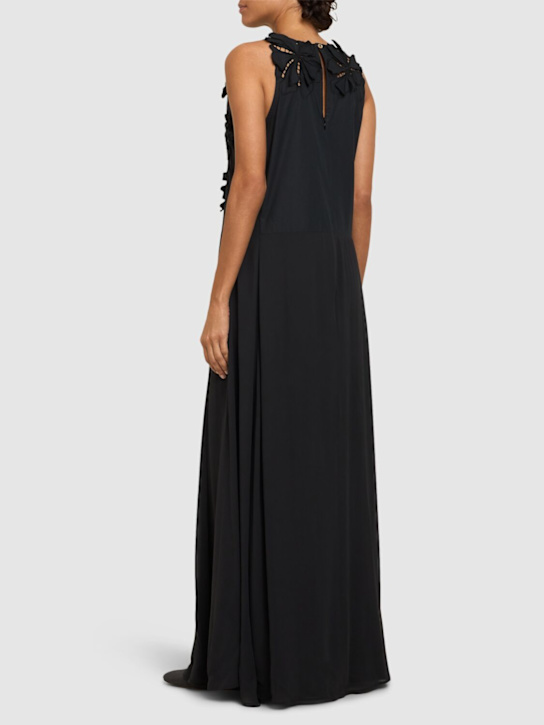 Forte_forte: En fleur embroidered long dress - Black - women_2 | Luisa Via Roma