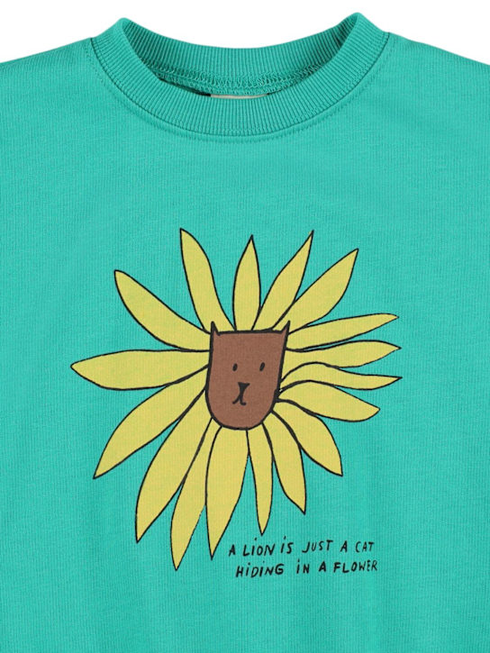 Jellymallow: ライオン柄 コットンクルーネックスウェットシャツ - グリーン - kids-boys_1 | Luisa Via Roma