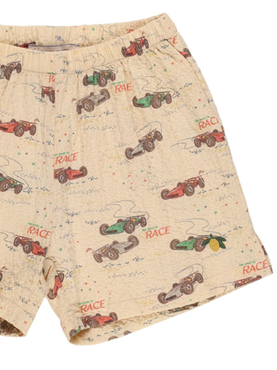 Konges Sløjd: Printed woven cotton blend shorts - Beige/Multi - kids-boys_1 | Luisa Via Roma