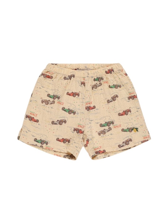 Konges Sløjd: Printed woven cotton blend shorts - Beige/Multi - kids-boys_0 | Luisa Via Roma
