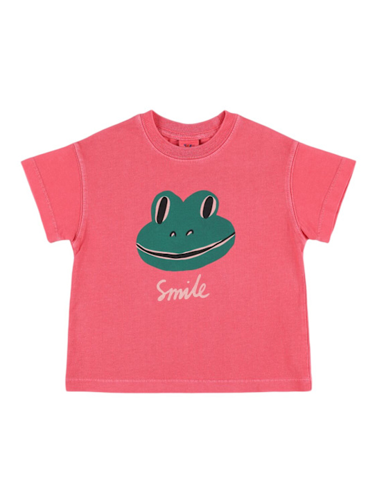 Jellymallow: Frog コットンジャージーTシャツ - ダークピンク - kids-girls_0 | Luisa Via Roma