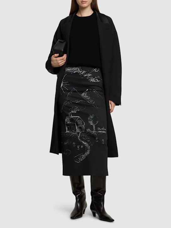 Moschino: Stretch cotton midi skirt - women_1 | Luisa Via Roma