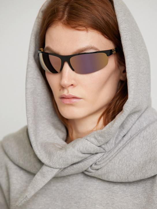 Miu Miu: Miu Signature mask acetate sunglasses - Black/Pink - women_1 | Luisa Via Roma