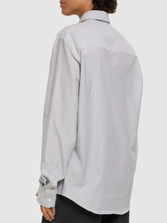 AMI Paris: Adc striped cotton oxford shirt - Black/White - women_2 | Luisa Via Roma