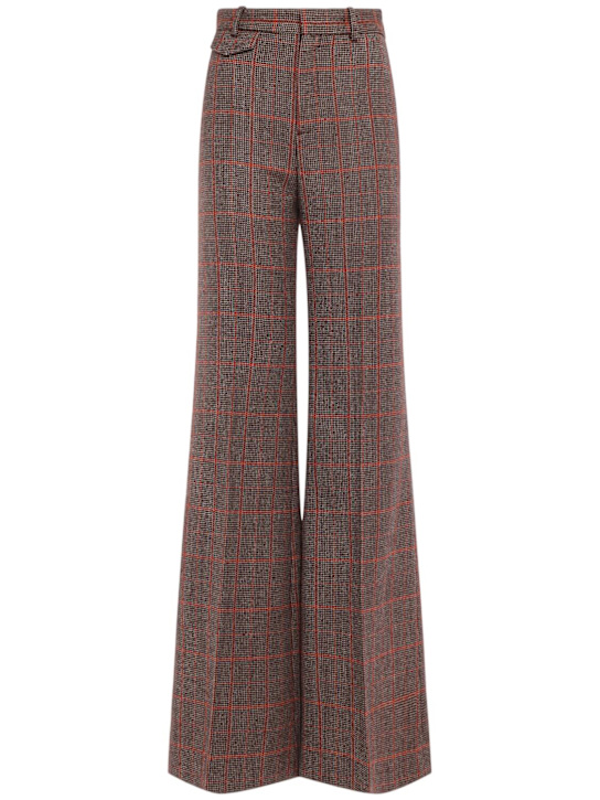 Chloé: Check wool flared pants - women_0 | Luisa Via Roma