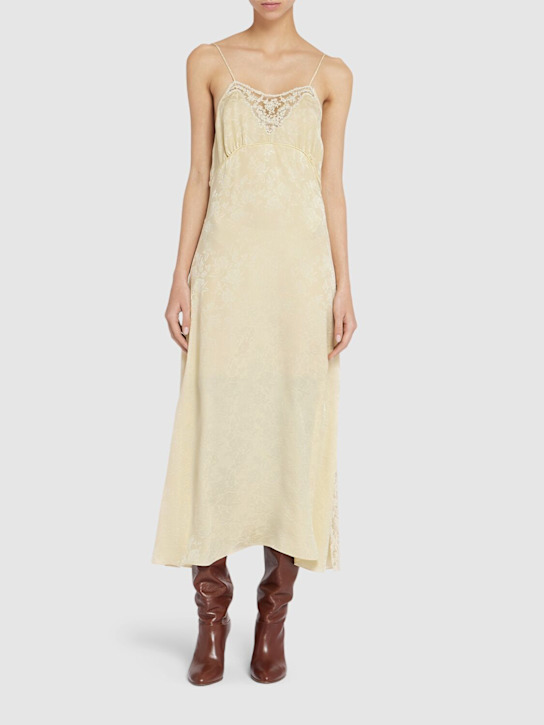 Chloé: Silk jacquard long dress - Yellow - women_1 | Luisa Via Roma