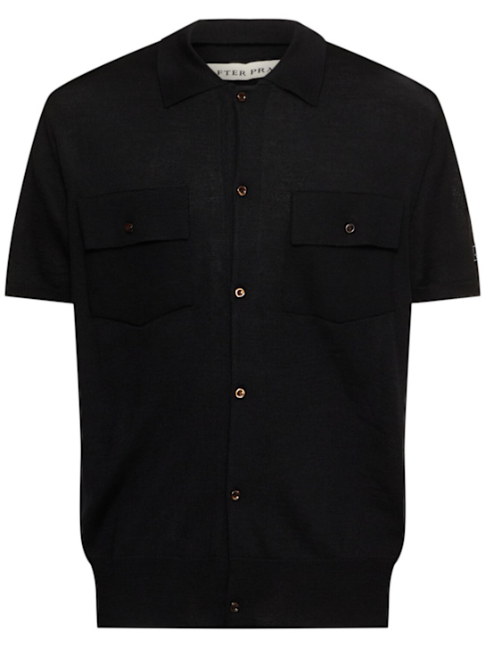 After Pray: Maurice polo knit cardigan - Black - men_0 | Luisa Via Roma