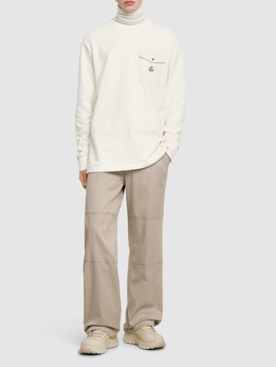 Moncler: Cotton sweatshirt with pocket - White - men_1 | Luisa Via Roma