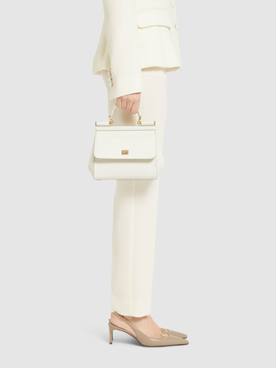 Dolce&Gabbana: medium Sicily Dauphine leather bag - White - women_1 | Luisa Via Roma