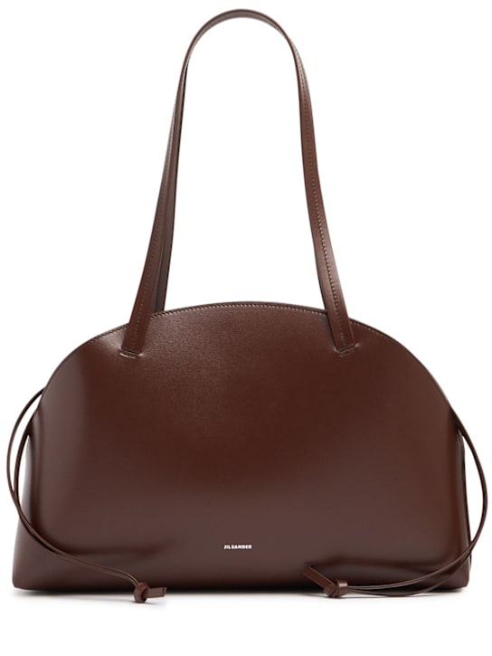 Jil Sander: Medium Curve palmellato leather bag - Dark Earth - women_0 | Luisa Via Roma