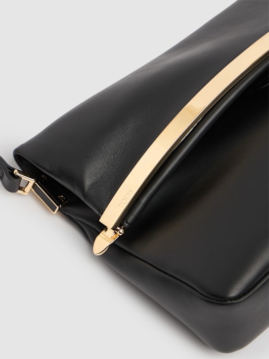 Tod's: Small CRN leather clutch - Black - women_3 | Luisa Via Roma