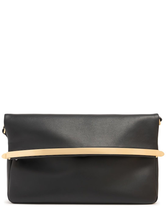Tod's: Small CRN leather clutch - Black - women_0 | Luisa Via Roma