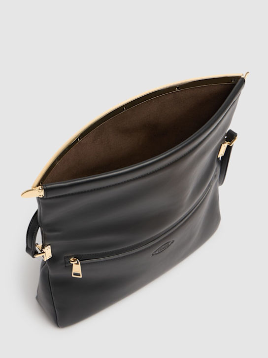 Tod's: Small CRN leather clutch - Black - women_5 | Luisa Via Roma