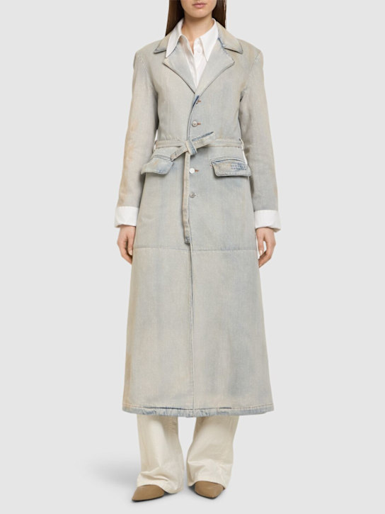 Long cotton denim coat - Thumbnail 2