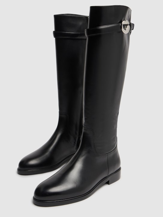 Coperni: 15mm Cavalier leather tall boots - Black - women_2 | Luisa Via Roma