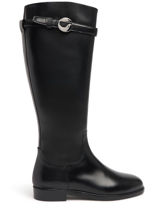 Coperni: 15mm Cavalier leather tall boots - Black - women_0 | Luisa Via Roma