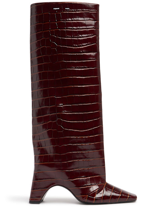 Coperni: 85mm Bridge embossed leather boots - women_0 | Luisa Via Roma