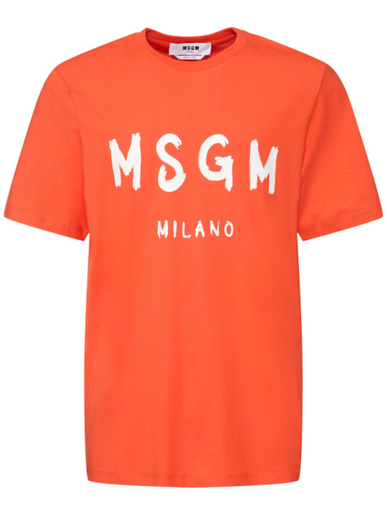 MSGM: Logo print cotton jersey t-shirt - men_0 | Luisa Via Roma