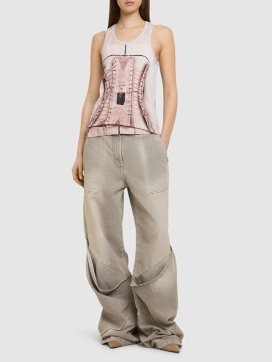 Printed stretch cotton tank top - Thumbnail 2