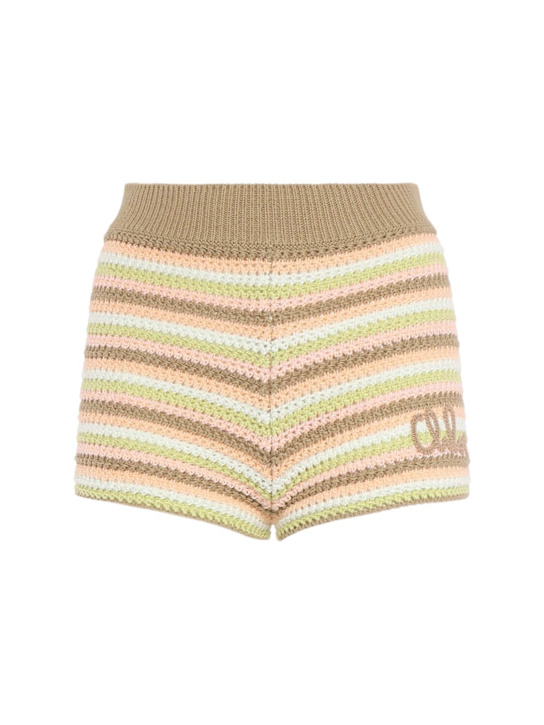 Chloé: Knitted cotton shorts - Multicolor - women_0 | Luisa Via Roma