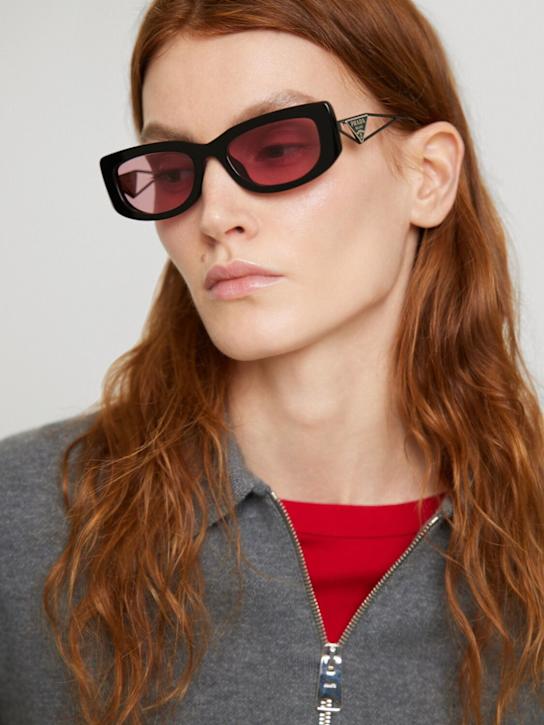 Prada: Prada Symbole acetate sunglasses - Black/Pink - women_1 | Luisa Via Roma