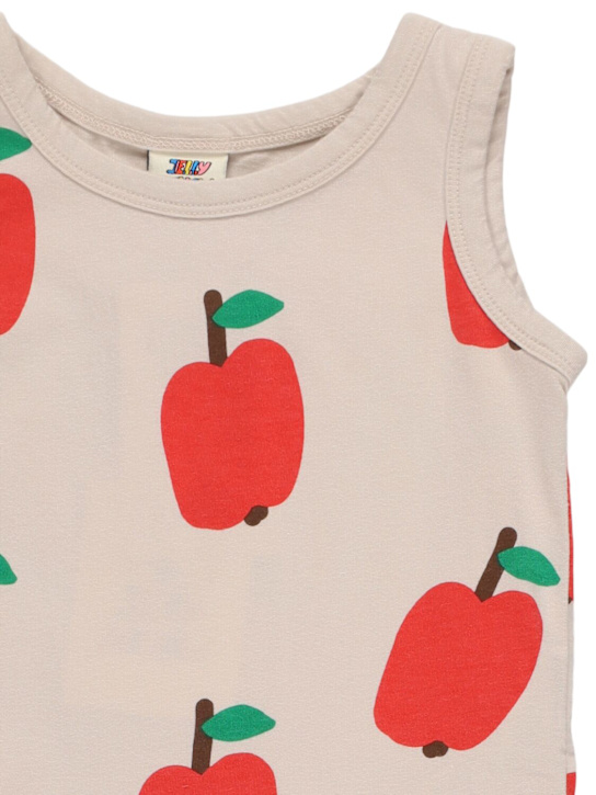 Jellymallow: アップル柄コットンタンクトップ＆ショートパンツ - グレー - kids-girls_1 | Luisa Via Roma