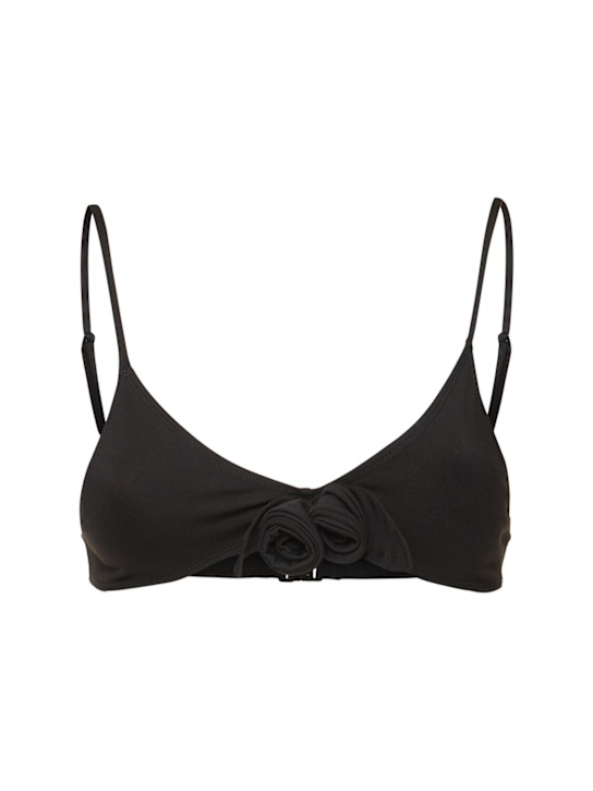 Coperni: Flower jersey bikini top - Black - women_0 | Luisa Via Roma