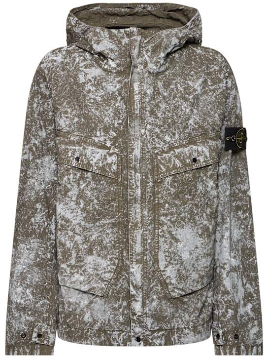 Stone Island: Kapuze aus Technostoff mit Kapuze „LuisaViaRoma“ - Verde Militare - women_0 | Luisa Via Roma