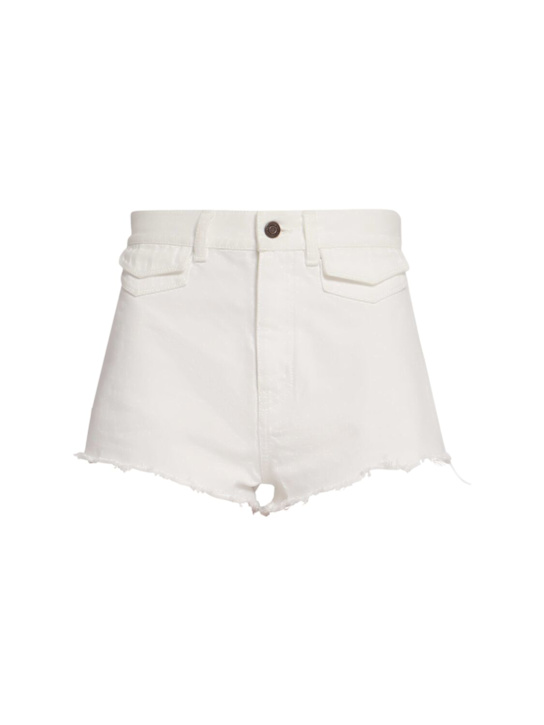 Chloé: High rise cotton shorts - White - women_0 | Luisa Via Roma