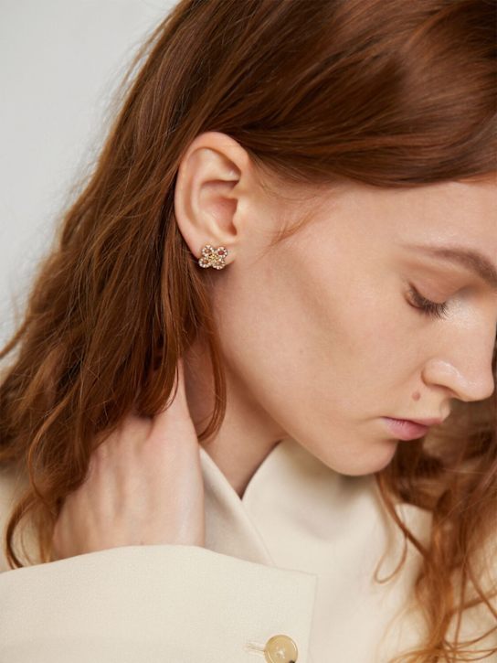 Tory Burch: Small Kira Clover pavé stud earrings - women_1 | Luisa Via Roma